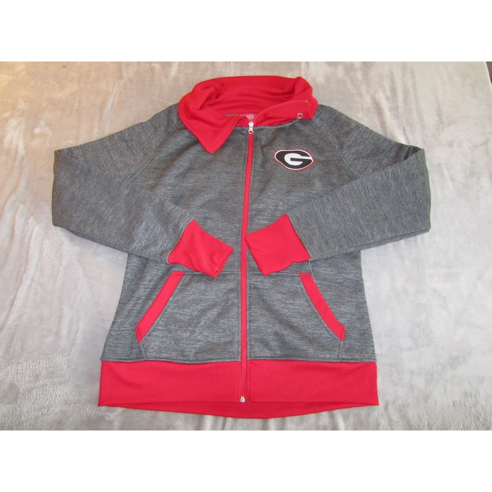 Campus Heritage Georgia Bulldogs Full Zip Jacket Gray Red Space Dye Womens Large